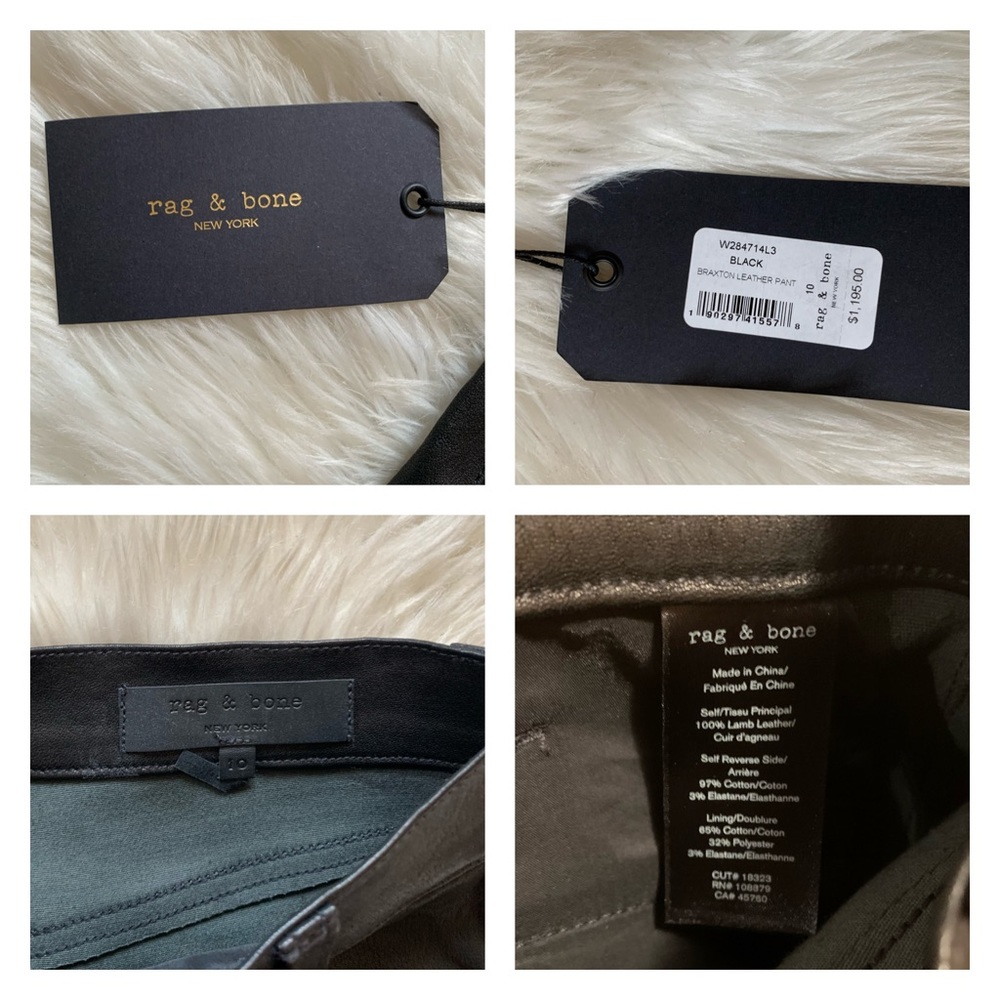 New! RAG & BONE Braxton Lambskin Leather Pants - Picture 12 of 12